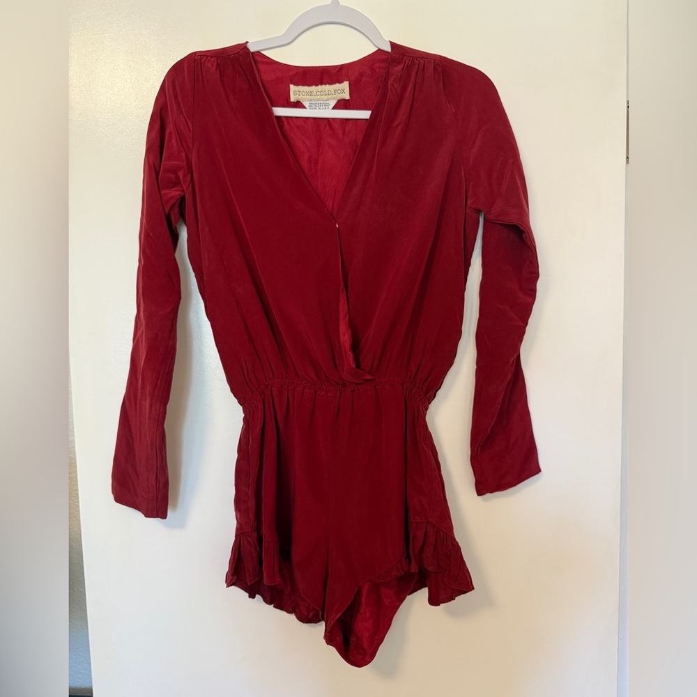 Stone Cold Fox SCF size 1 red silk Love romper